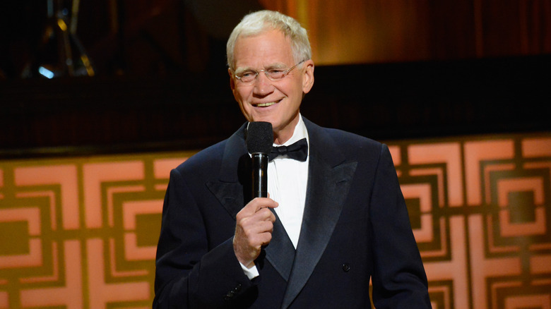 David Letterman speaking onstage at Spike TV's "Don Rickles: One Night Only