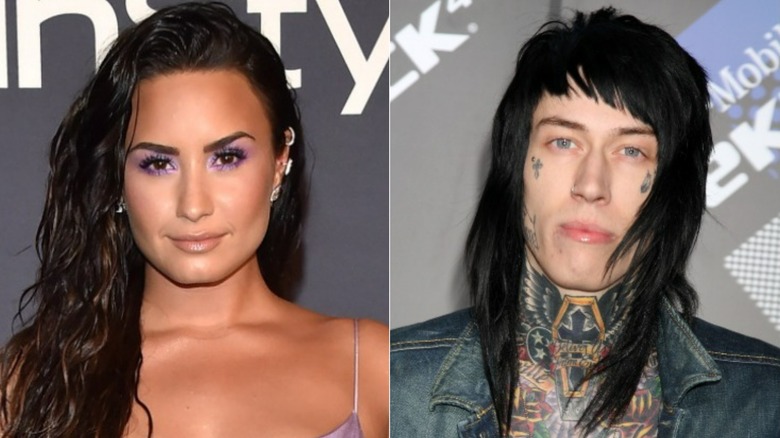 Demi Lovato and Trace Cyrus split image