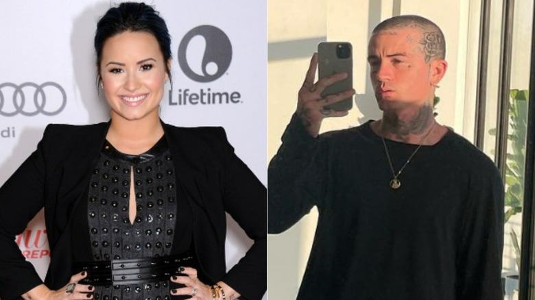 Demi Lovato and Austin Wilson split image