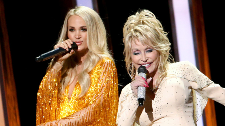 Carrie Underwood and Dolly Parton singing