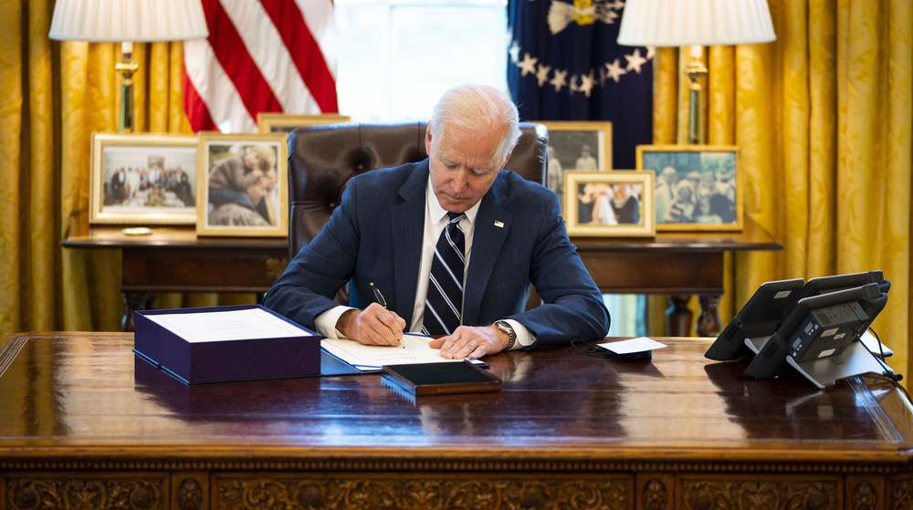 President Joe Biden resolute desk