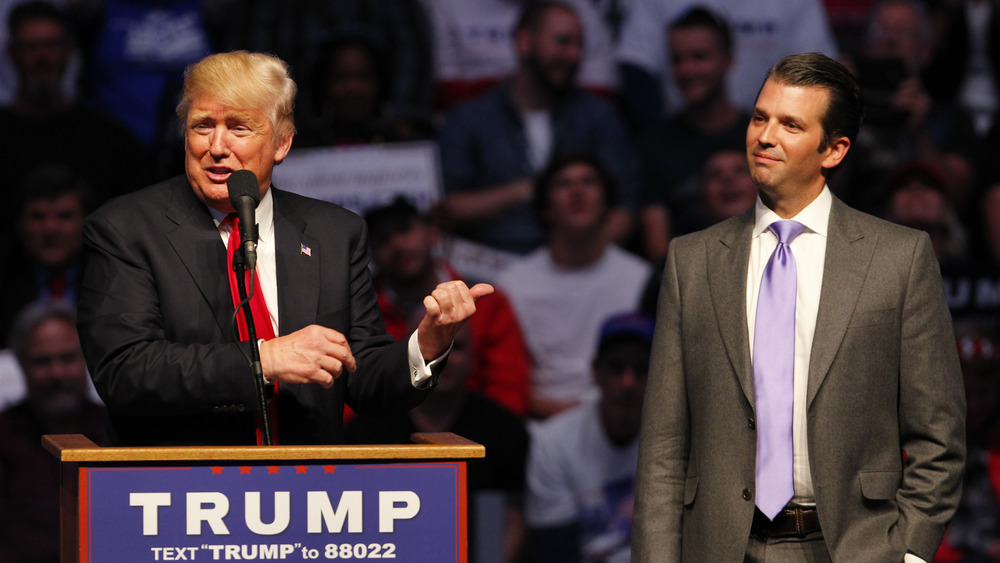 Donald Trump and Donald Trump Jr. at a campaign rally in 2016