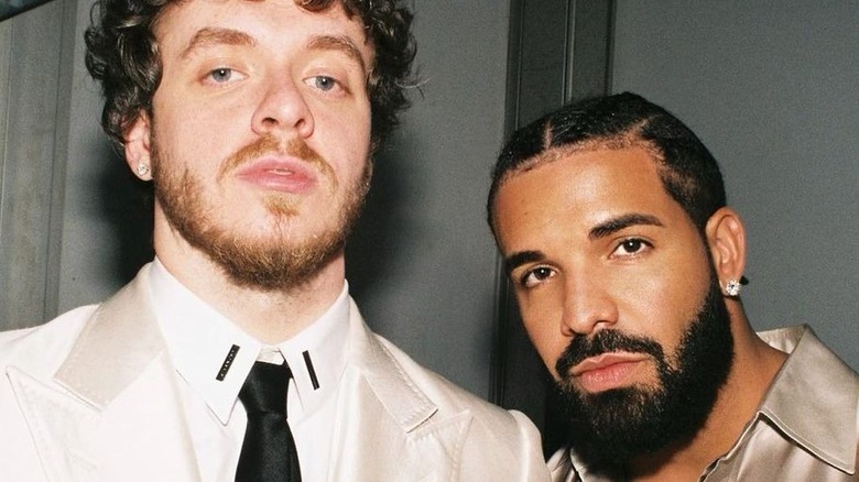 Jack Harlow poses with Drake