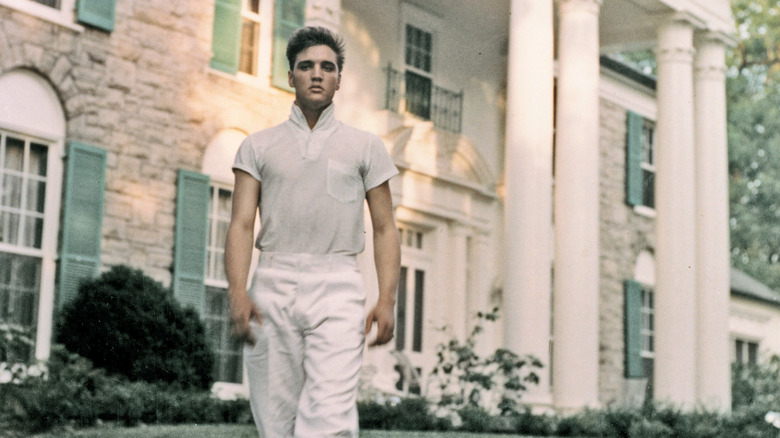 Elvis poses at Graceland