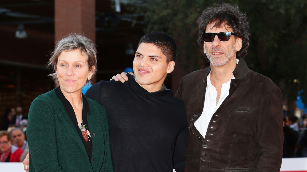 Frances McDormand and Joel Coen on the red carpet with their son Pedro