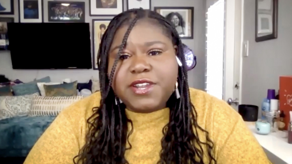 Gabourey Sidibe on Zoom, talking