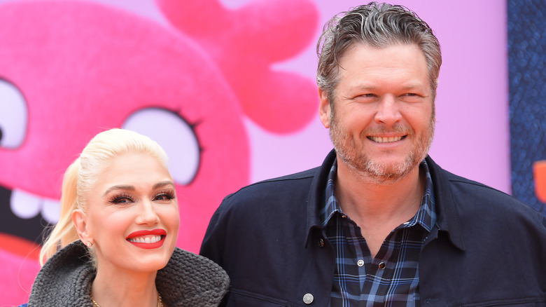 Gwen Stefani and Blake Shelton smiling