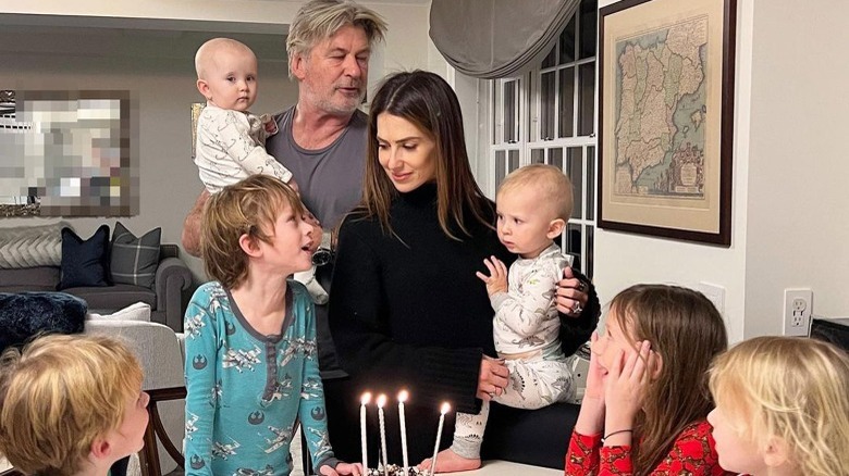 Alec Baldwin and Hilaria Baldwin with their kids on her birthday