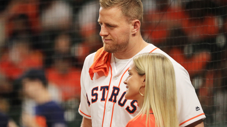 J.J. Watt, Kealia Ohai on field