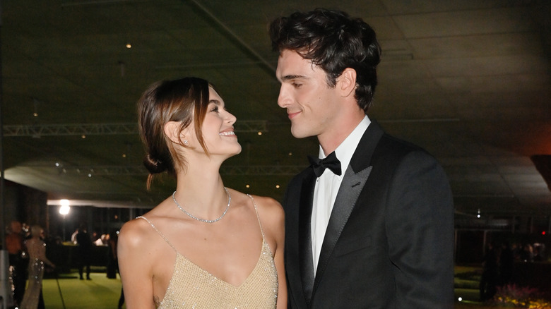 Kaia Gerber and Jacob Elordi smiling