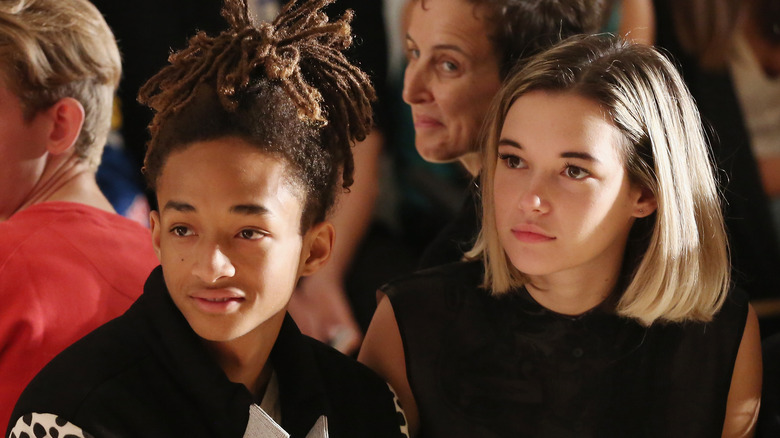 Jaden Smith and Sarah Snyder staring