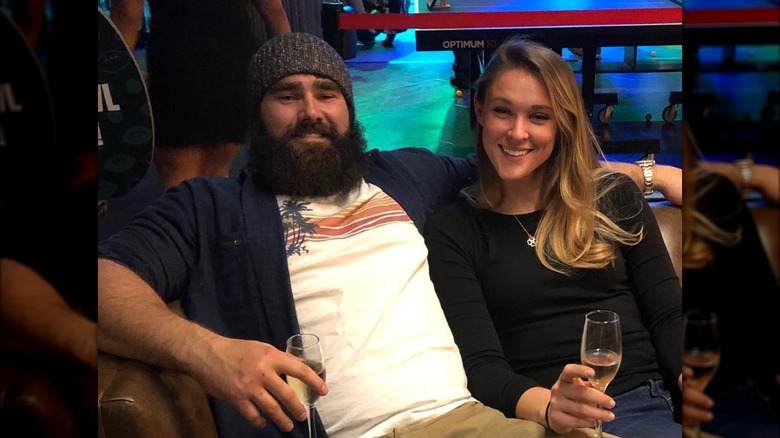 Jason Kelce Kylie Kelce sitting