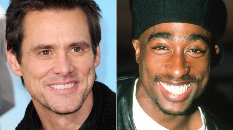 Jim Carrey and Tupac Shakur smile in the 90s