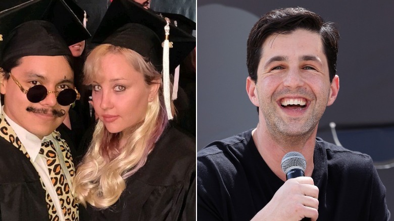 Amanda Bynes graduating with friend, Josh Peck speaking