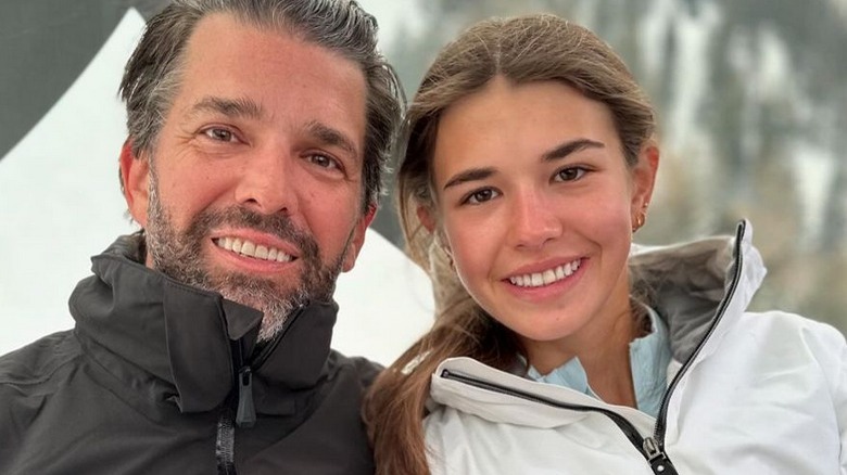 Donald Trumnp Jr. poses with his daughter Kai Trump on a ski lift