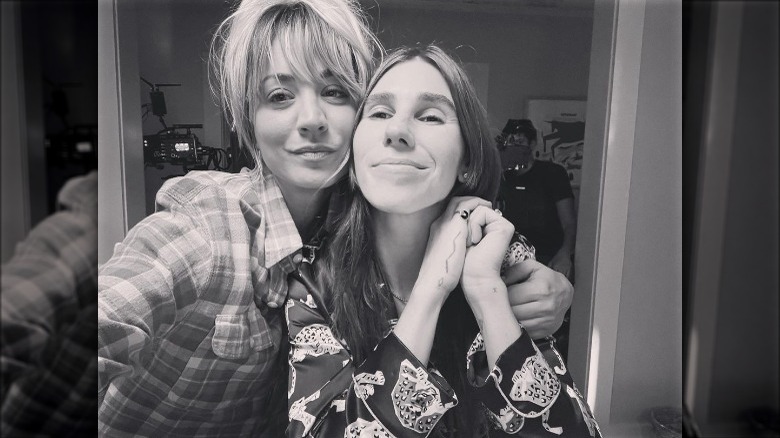 Kaley Cuoco and Zosia Mamet pose for a B&W selfie