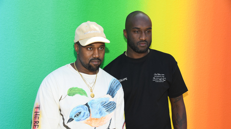 Kanye West and Virgil Abloh at the Louis Vuitton Menswear Spring/Summer 2019 during Paris Fashion Week on June 21, 2018