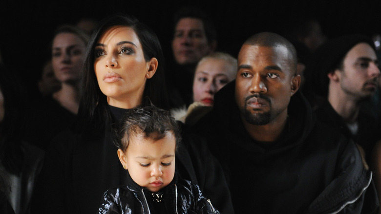 Kim Kardashian with Kanye West and North
