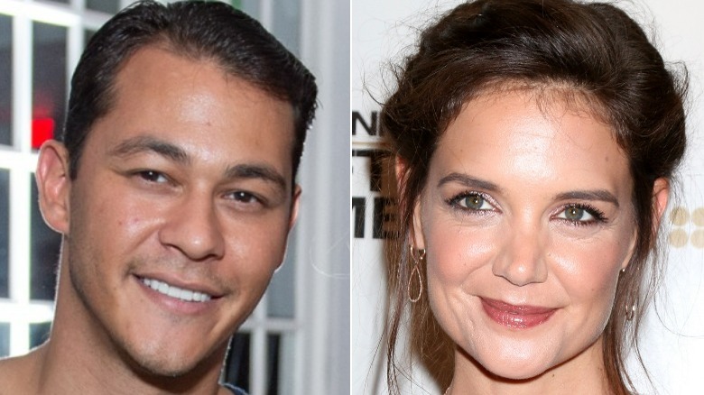 Emilio Vitolo Jr. smiling, Katie Holmes smirking