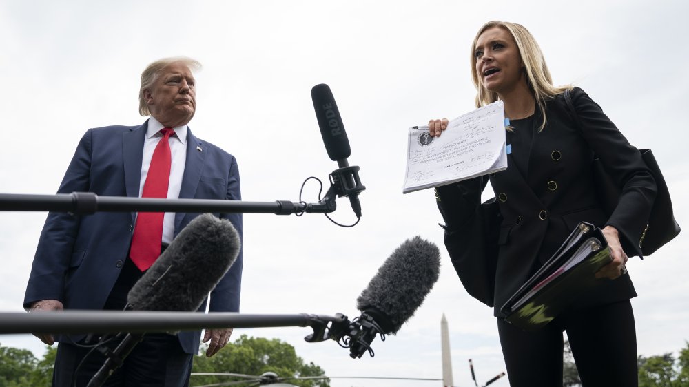 Donald Trump watching Kayleigh McEnany speak