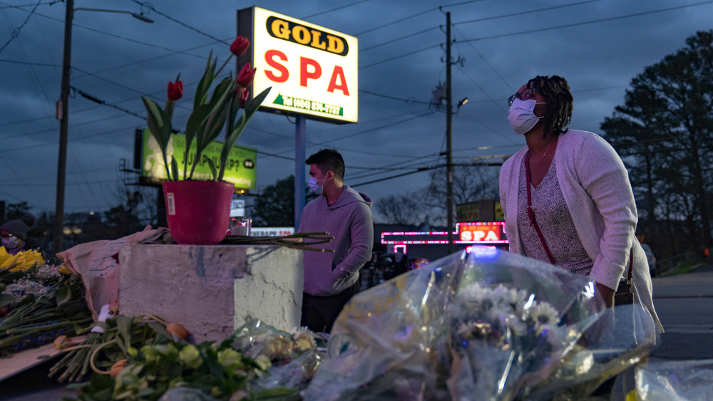 A memorial outside one of the victimized Atlanta spas