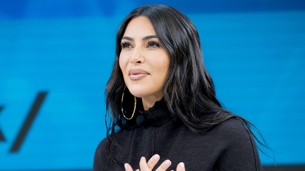 Kim Kardashian speaking at an event