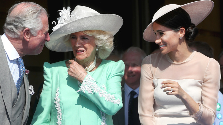 Meghan Markle, Charles, Camilla laughing