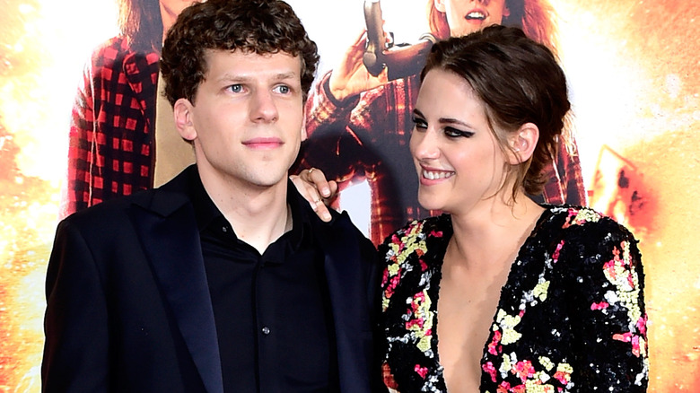 Kristen Stewart and Jesse Eisenberg smiling 