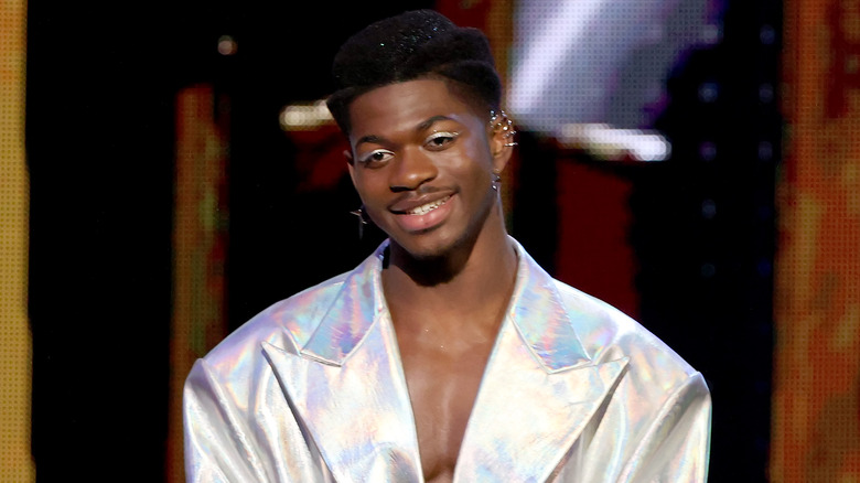 Lil Nas X in a silver suit