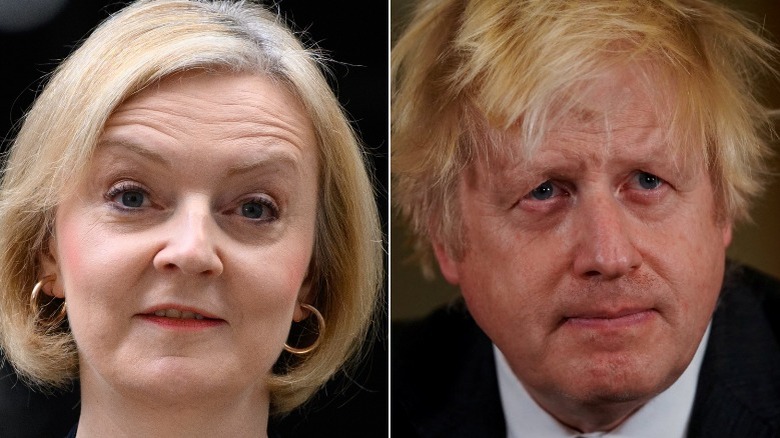 Liz Truss and Boris Johnson split image