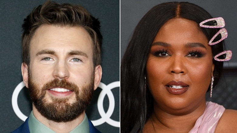 Chris Evans and Lizzo smiling