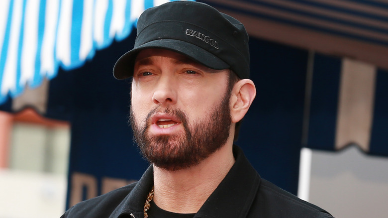 Eminem at 50 Cent's Hollywood Walk of Fame ceremony