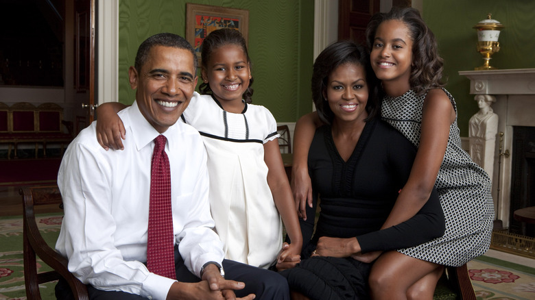 The Obama family in posed photo