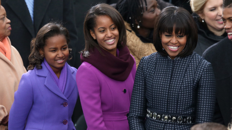 Sasha, Malia, and Michelle Obama