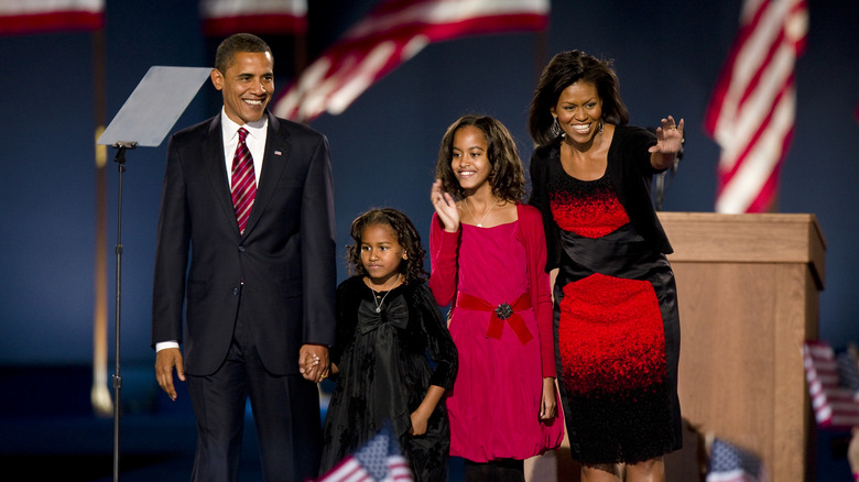 The Obama family on stage