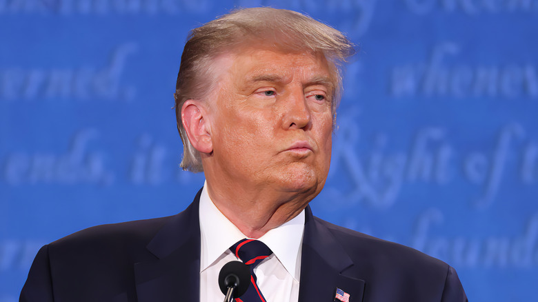 Donald Trump pursing lips