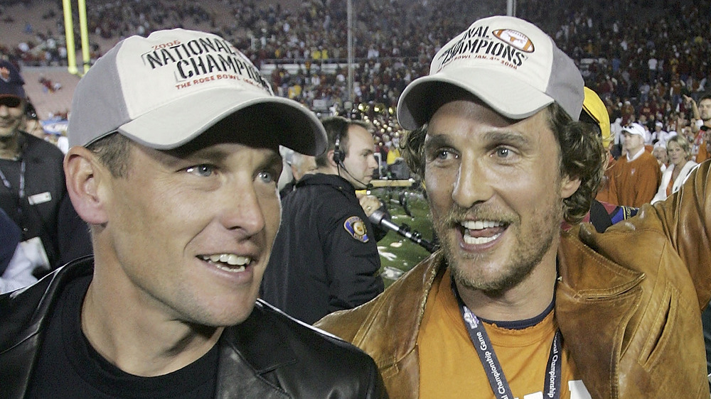 Lance Armstrong & Matthew McConaughey on the field