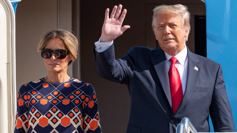 Donald and Melania Trump arriving in Florida post-presidency