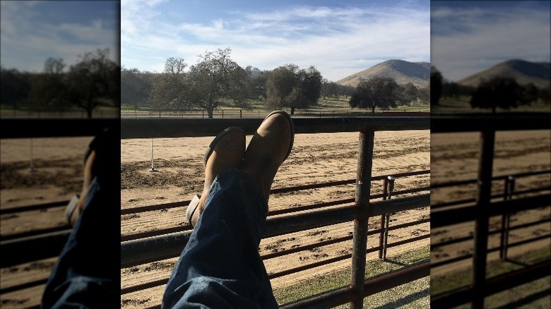 Mike Richards's boots at his ranch