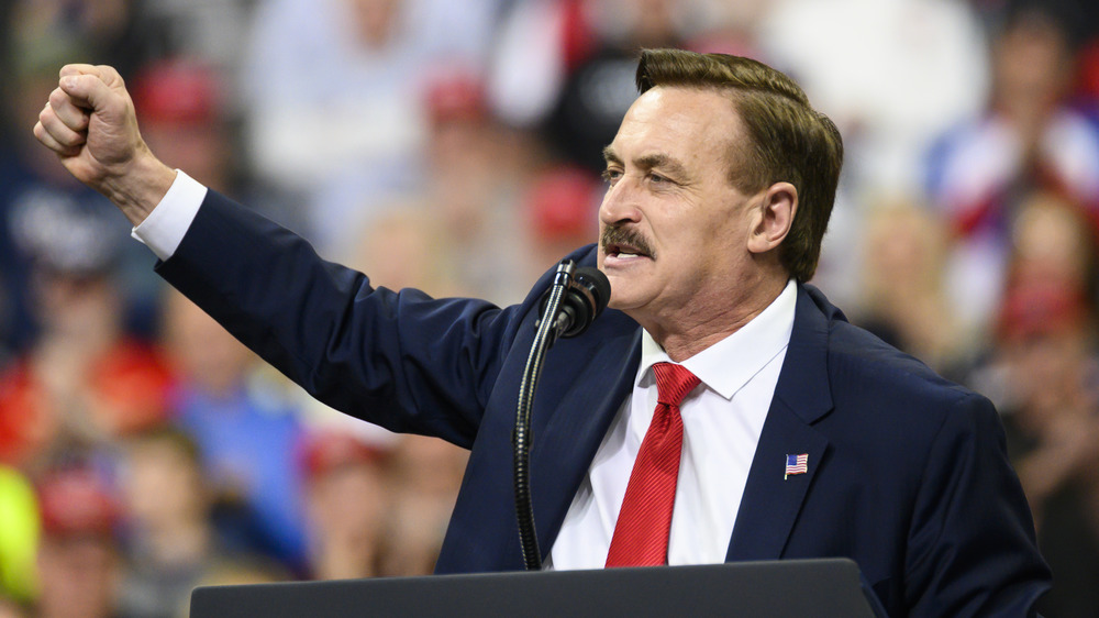 Mike Lindell speaking at a Trump rally