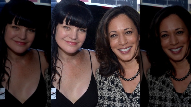 Pauley Perrette and Kamala Harris smiling