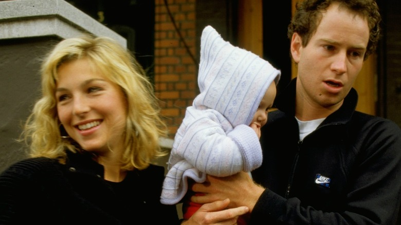 Tatum O'Neal and John McEnroe with their child