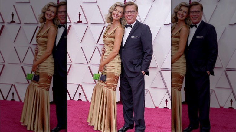 Paulina Porizkova on red carpet with Aaron Sorkin