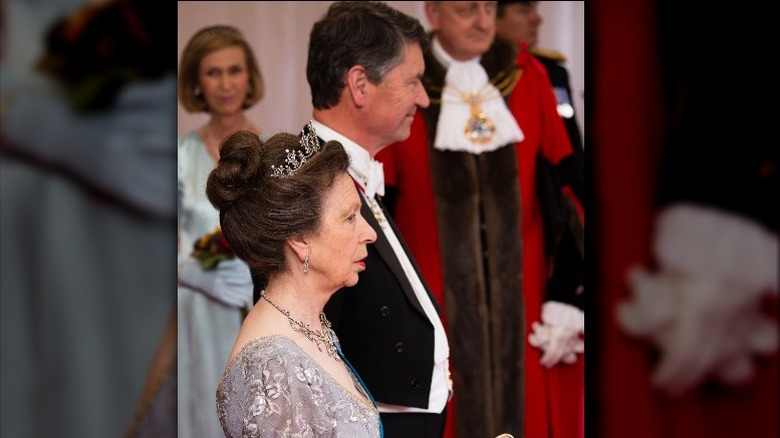 Princess Anne and Sir Timothy Laurence at state dinner