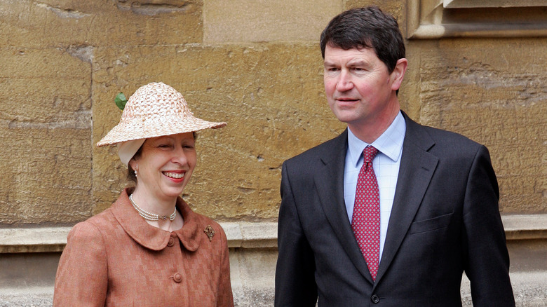 Princess Anne smiling with Sir Timothy Laurence 