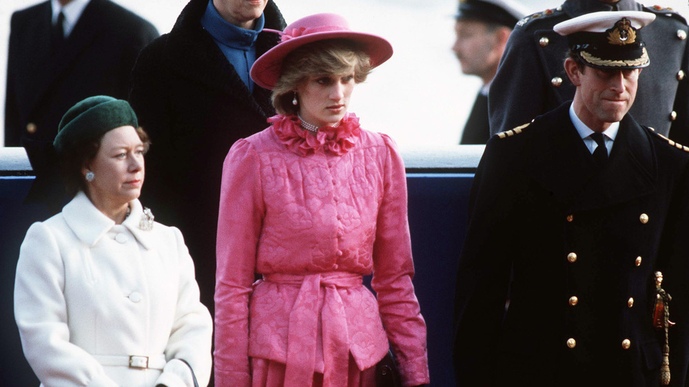 Princess Margaret, Princess Diana, and Prince Charles posing