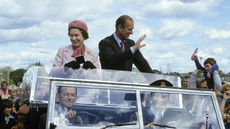 Queen Elizabeth and Prince Philip smiling