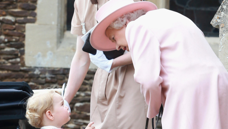 Queen talking with Prince George