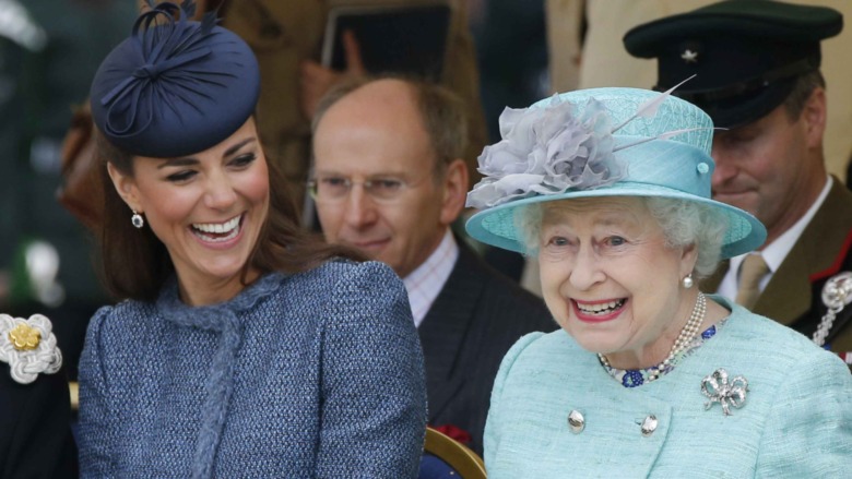 Kate Middleton and Queen Elizabeth sharing a laugh