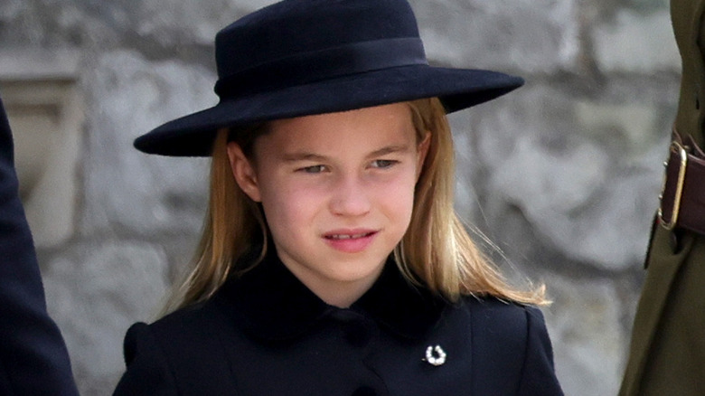 Princess Charlotte is seen outside of Queen Elizabeth II's funeral